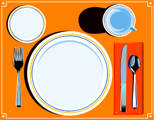 Public domain picture of a full dinner place setting