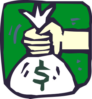 Public domain picture of a hand holding a money bag