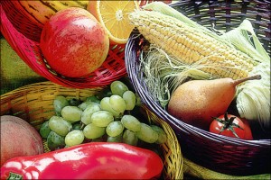 photo of a fresh fruit and vegetable basket