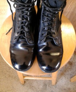 pair of polished black jungle boots